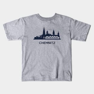 Chemnitz City Skyline, dark Kids T-Shirt